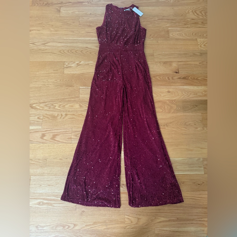 Baltic Born Burgundy Sequin Jumpsuit